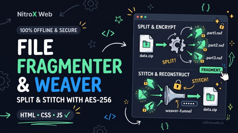 Offline Cryptographic File Fragmenter & Weaver (Using HTML, CSS & JS)
