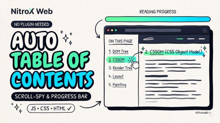 Auto Table of Contents with Scroll-Spy in HTML, CSS & JS Works on WordPress